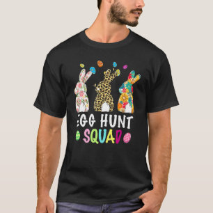 Egg Hunt Squad Leopard Easter Bunny Rabbit Womens  T-Shirt