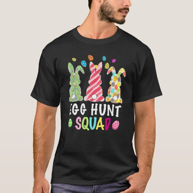 Egg Hunt Squad Leopard Easter Bunny Rabbit Womens  T-Shirt (Front)
