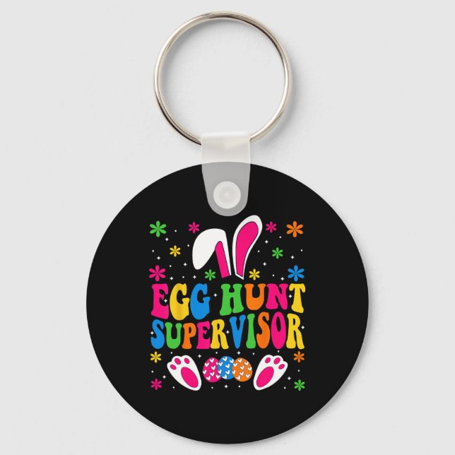 Egg Hunt Supervisor And Egg Hunting Squad Moms Eas Key Ring (Front)