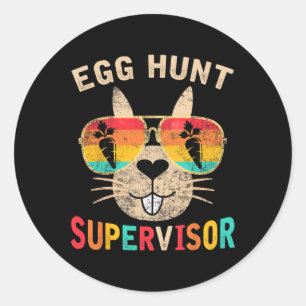Egg Hunt Supervisor Retro Egg Hunting Party Mum Da Classic Round Sticker