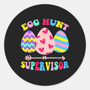 Egg Hunt Supervisor Retro Egg Hunting Party Mum Da Classic Round Sticker