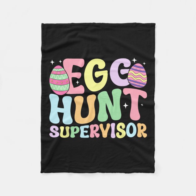 Egg Hunt Supervisor Retro Egg Hunting Party Mum Da Fleece Blanket (Front)