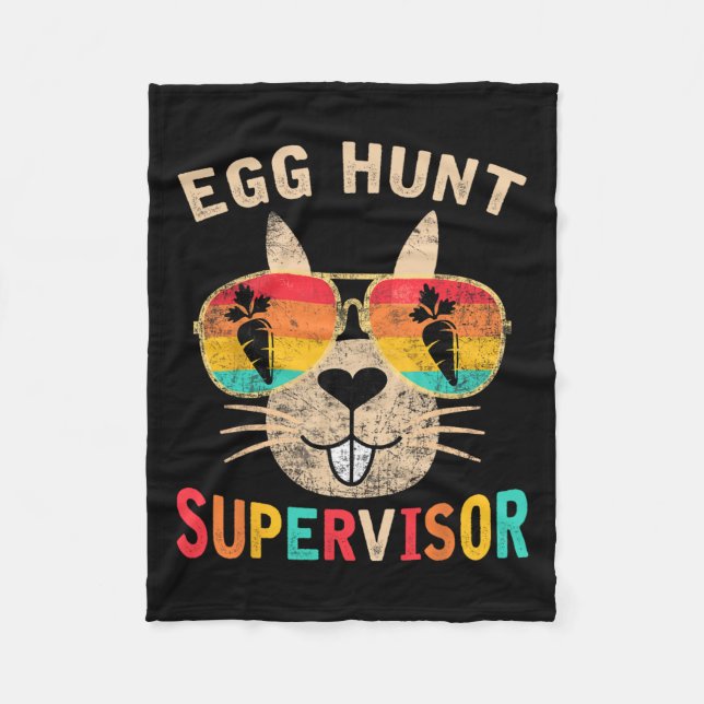 Egg Hunt Supervisor Retro Egg Hunting Party Mum Da Fleece Blanket (Front)