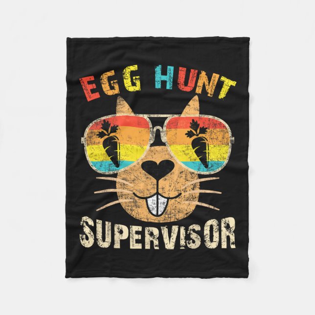 Egg Hunt Supervisor Retro Egg Hunting Party Mum Da Fleece Blanket (Front)