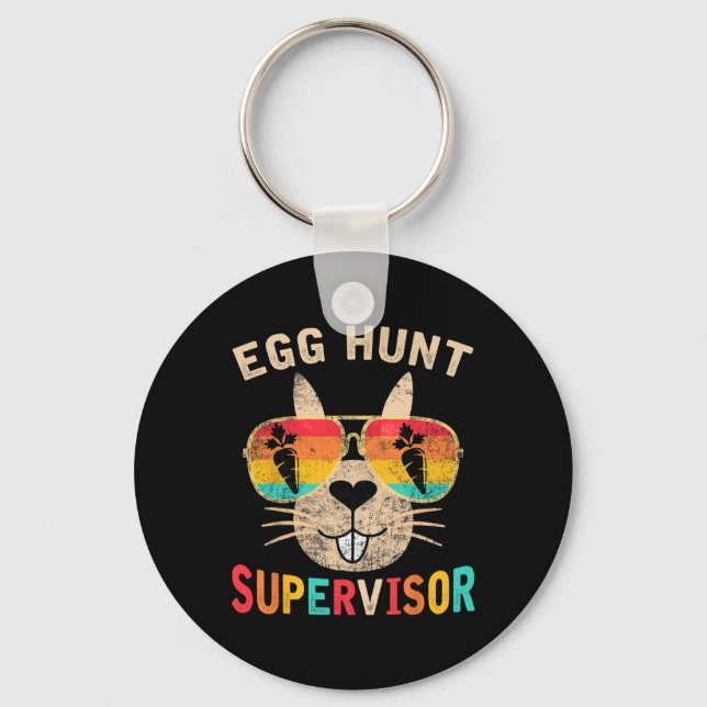 Egg Hunt Supervisor Retro Egg Hunting Party Mum Da Key Ring (Front)