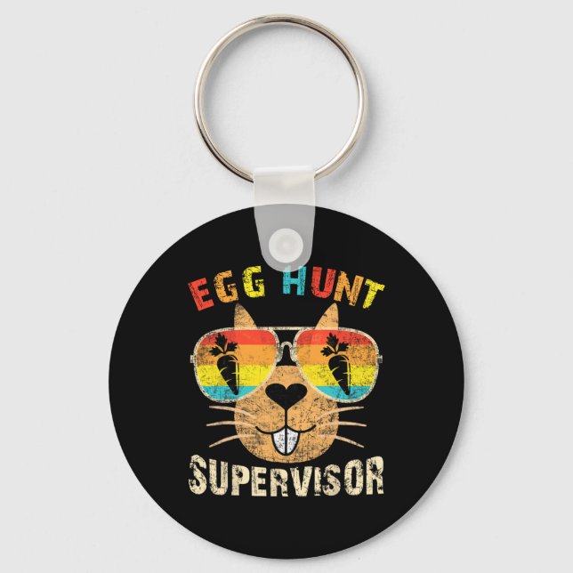 Egg Hunt Supervisor Retro Egg Hunting Party Mum Da Key Ring (Front)