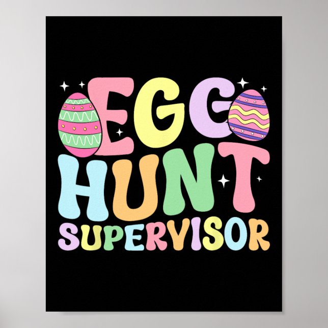Egg Hunt Supervisor Retro Egg Hunting Party Mum Da Poster (Front)