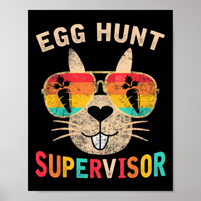 Egg Hunt Supervisor Retro Egg Hunting Party Mum Da Poster (Front)