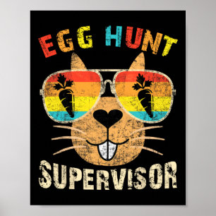 Egg Hunt Supervisor Retro Egg Hunting Party Mum Da Poster