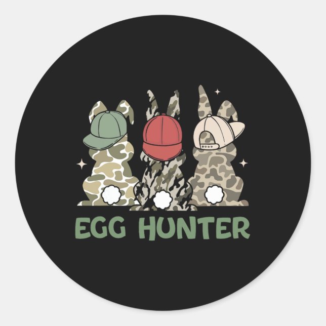 Egg Hunter Bunny Rabbit Hunting Easter Day Toddler Classic Round Sticker (Front)