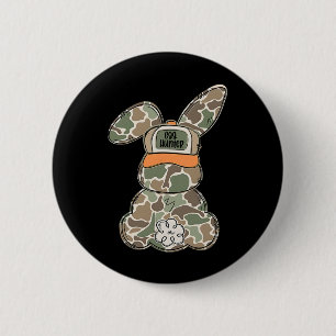 Egg Hunter Bunny With Byckward Cap Hunting Easter 6 Cm Round Badge
