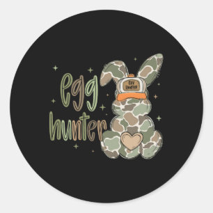 Egg Hunter Bunny With Byckward Cap Hunting Easter Classic Round Sticker