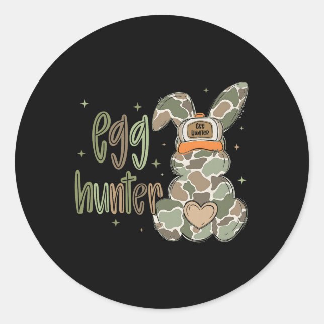 Egg Hunter Bunny With Byckward Cap Hunting Easter  Classic Round Sticker (Front)