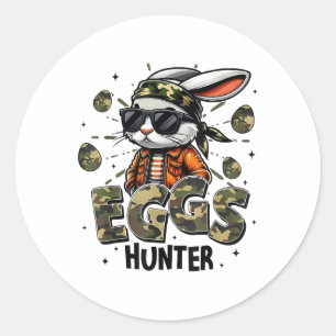 Egg Hunter Camo Hunter Happy Easter Day Kids Boys Classic Round Sticker