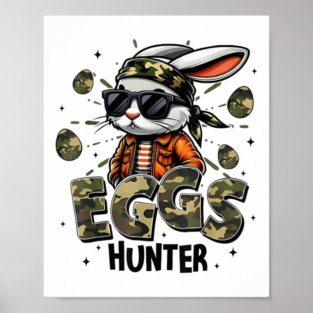 Egg Hunter Camo Hunter Happy Easter Day Kids Boys  Poster (Front)