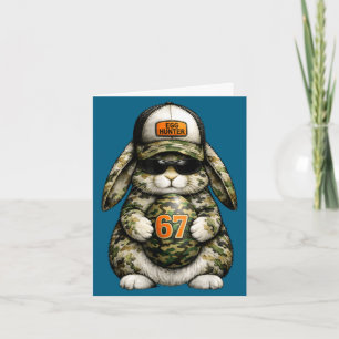 Egg hunter cute rabbit easter bunny egg camo card