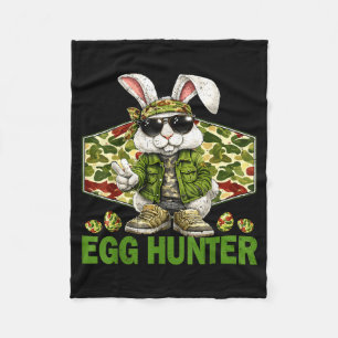 Egg hunter cute rabbit peace sign camo easter fleece blanket