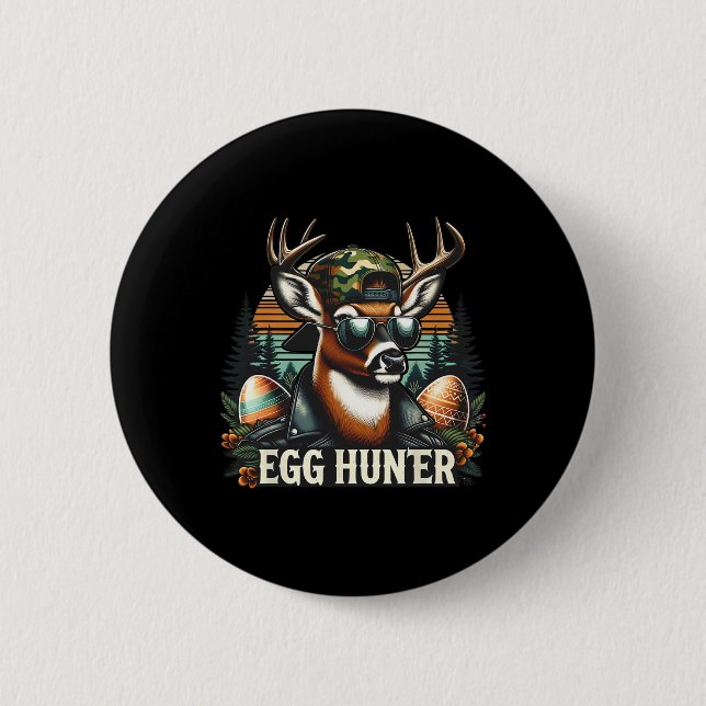 Egg Hunter Deer Buck Backward Cap Deer Hunting Eas 6 Cm Round Badge (Front)