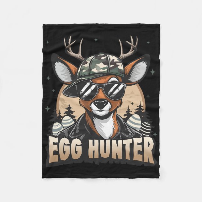 Egg Hunter Deer Buck Backward Cap Deer Hunting Eas Fleece Blanket (Front)