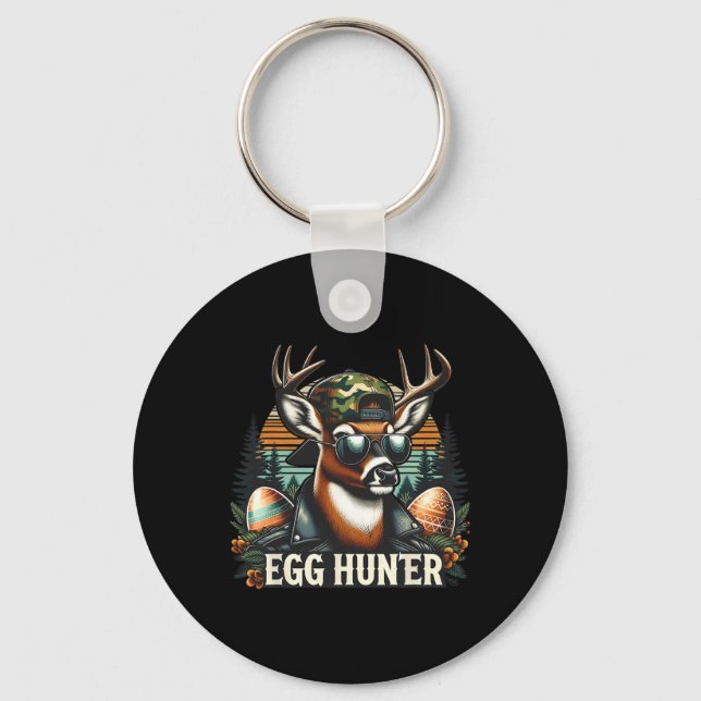 Egg Hunter Deer Buck Backward Cap Deer Hunting Eas Key Ring (Front)