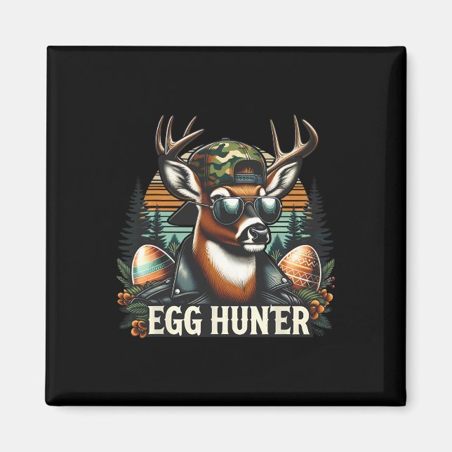 Egg Hunter Deer Buck Backward Cap Deer Hunting Eas Magnet (Front)