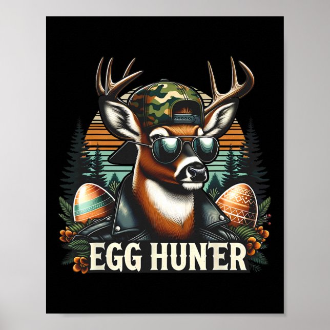Egg Hunter Deer Buck Backward Cap Deer Hunting Eas Poster (Front)