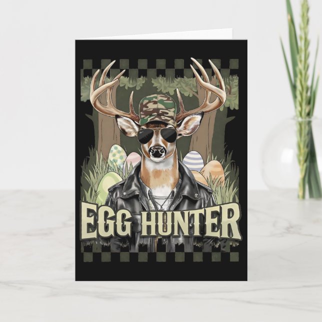 Egg Hunter Deer Buck Byckward Cap Deer Hunting Eas Card (Front)