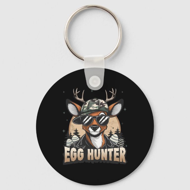 Egg Hunter Deer Buck Byckward Cap Deer Hunting Eas Key Ring (Front)