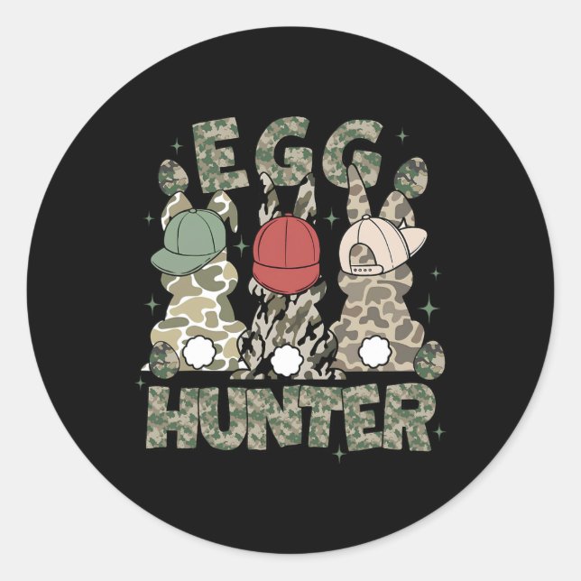 Egg Hunter Deer Buck Camo Cap Deer Hunting Easter  Classic Round Sticker (Front)