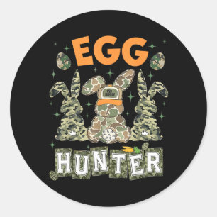 Egg Hunter Deer Buck Camo Cap Deer Hunting Easter Classic Round Sticker