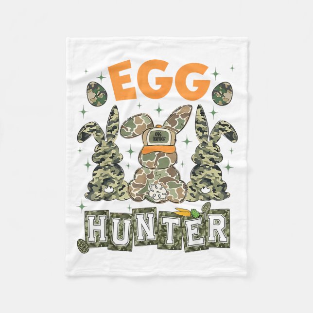 Egg Hunter Deer Buck Camo Cap Deer Hunting Easter Fleece Blanket (Front)