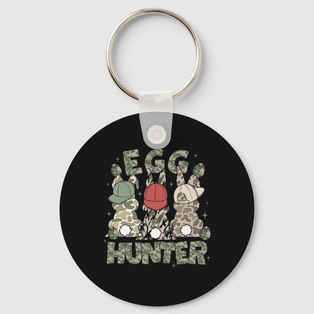 Egg Hunter Deer Buck Camo Cap Deer Hunting Easter  Key Ring (Front)
