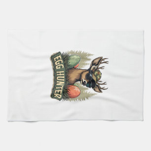 Egg Hunter Deer Buck Happy Easter Day Eggs Boys Ki Tea Towel