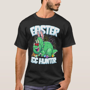 Egg Hunter Easter Dinosaur Bunny Kids Boys Tricer T-Shirt