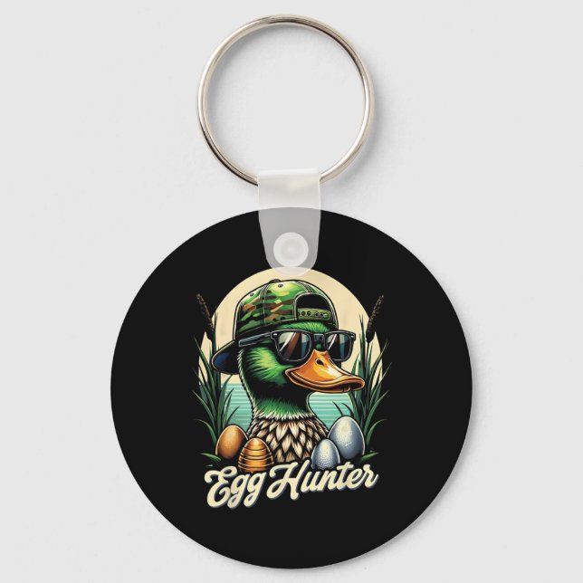 Egg Hunter Funny Easter Duck Egg Hunting  Key Ring (Front)