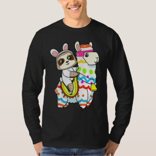 Egg Hunting Llama Bunny Cute Sloth Riding Llama Ea T-Shirt