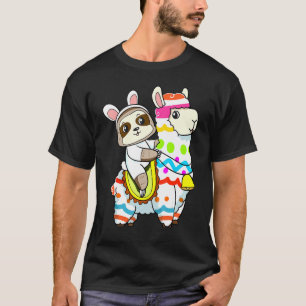 Egg Hunting Llama Bunny Cute Sloth Riding Llama Ea T-Shirt