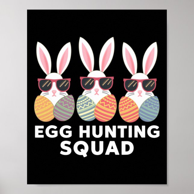 Egg Hunting Squad Boys Girls Easter Family  Poster (Front)