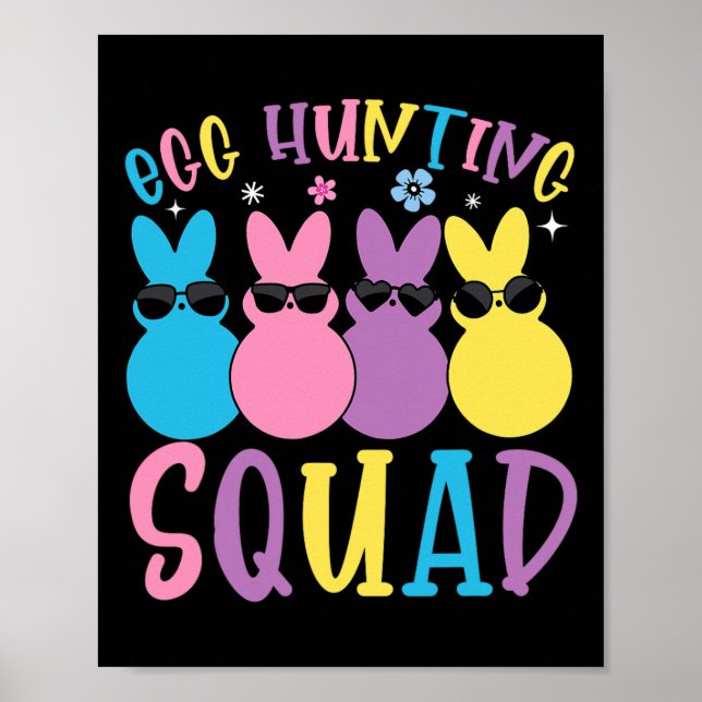 Egg Hunting Squad Crew Family Happy Easter Bunny  Poster (Front)