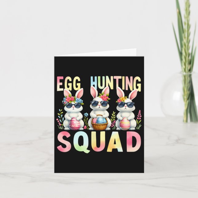 Egg Hunting Squad Easter Day Bunny Egg Hunt Happy  Card (Front)
