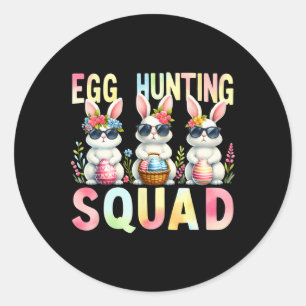 Egg Hunting Squad Easter Day Bunny Egg Hunt Happy  Classic Round Sticker