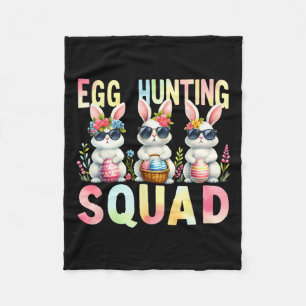 Egg Hunting Squad Easter Day Bunny Egg Hunt Happy  Fleece Blanket