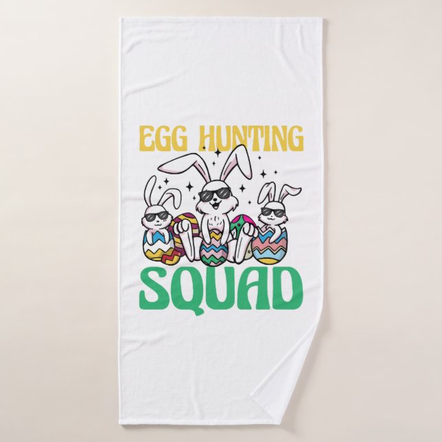 Egg Hunting Squad Easter Funny Kid Easter Egg Hunt Bath Towel (Bath Towel)
