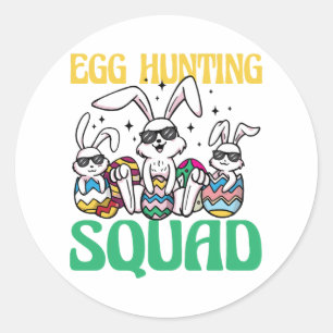 Egg Hunting Squad Easter Funny Kid Easter Egg Hunt Classic Round Sticker