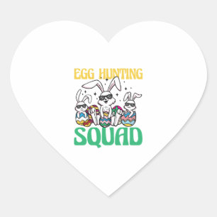 Egg Hunting Squad Easter Funny Kid Easter Egg Hunt Heart Sticker