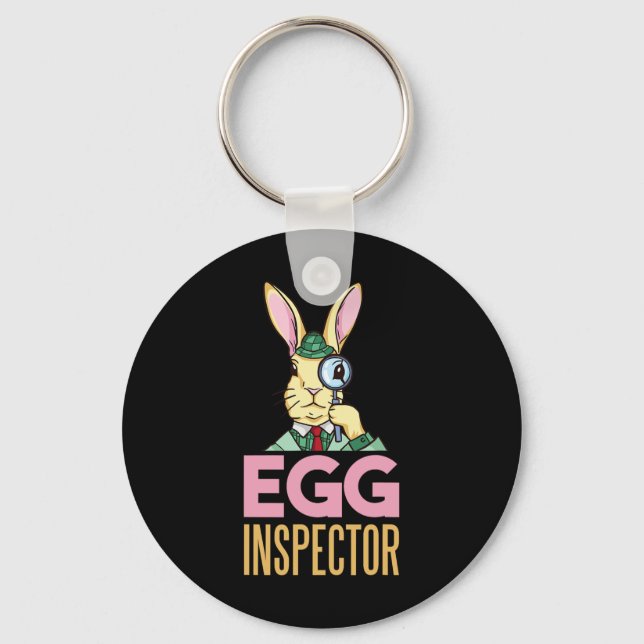 Egg Inspector Easter Bunny Funny Rabbit Egg Huntin Key Ring (Front)