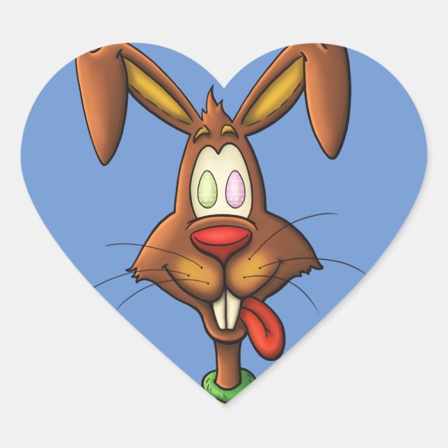 egg mad easter bunny funny cartoon drawing heart sticker (Front)