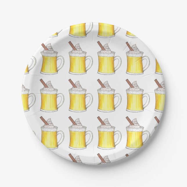 Egg Nog Eggnog Christmas Winter Holiday Drinks Paper Plate (Front)