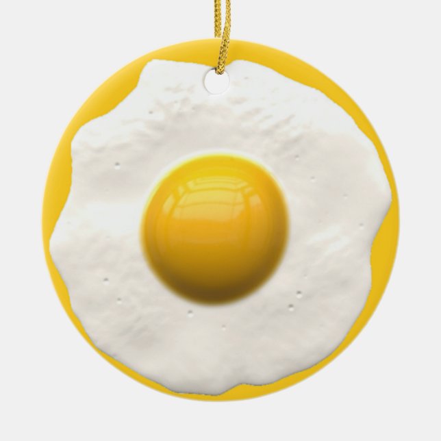 Egg Over Easy Ceramic Tree Decoration (Front)