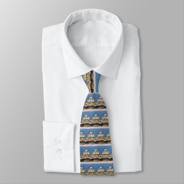 Egg Rock Lighthouse, Bar Harbour Maine Mens Tie (Tied)